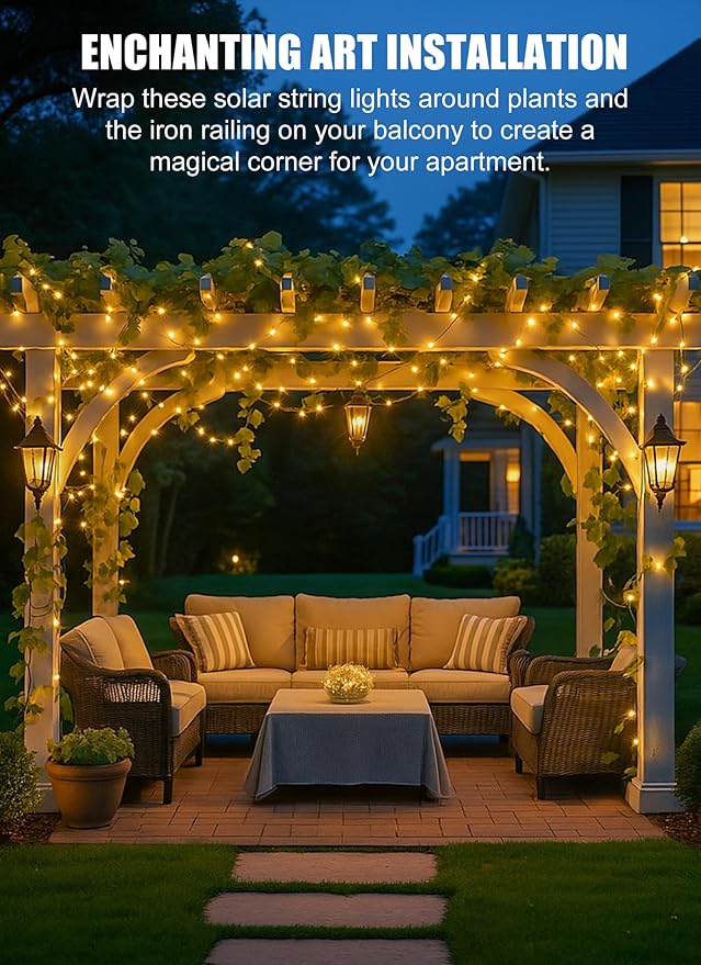 Minetom Solar String Lights, 4 Packs Total 132Ft 400 LED Solar Fairy Lights, Waterproof - Decorative Outdoor Light | Lumora