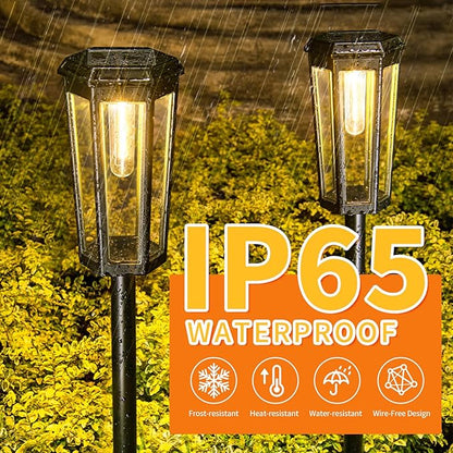 3000K Solar Pathway Lights, 4 Pack LED Solar Lights Outdoor Waterproof, Garden Lighting for Yard Path Landscape Lawn Walkway Driveway