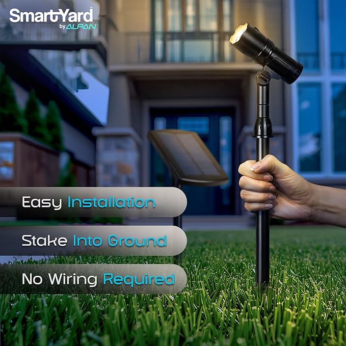 Outdoor Solar Spotlight, 2 Pack with 15" Panel - Waterproof LED, Easy to Install, Adjustable Height Outdoor Solar | Lumora