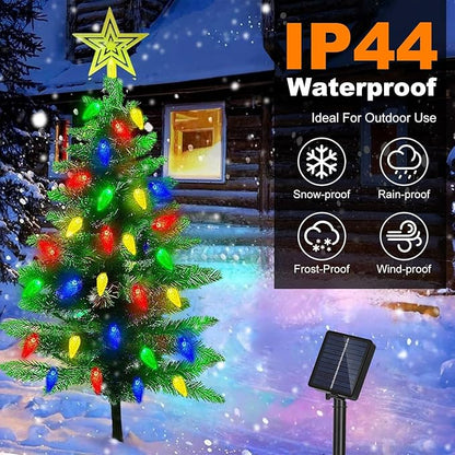2 Pack Solar Christmas Decorations Tree Lights, Upgraded Outdoor Solar Stake Decorative Lights Xmas Tree W/100 LED-RGB Lights, 8 Lighting Modes & IP65 Waterproof, for Garden Pathway Lawn Patio