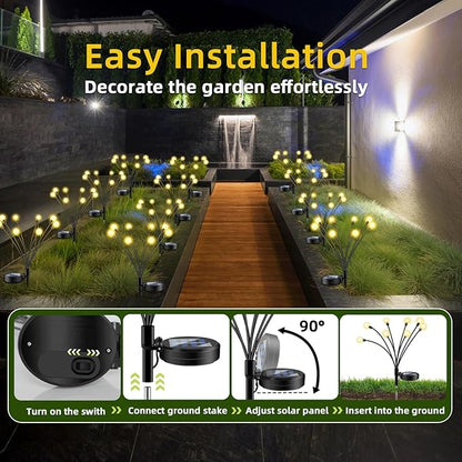 Solar Lights Outdoor - 4Packs, 32 LEDs Garden Lights Solar Powered Firefly Lights IP65 Waterproof for Lawn Yard Patio Pathway & Landscape Garden Decoration Gifts