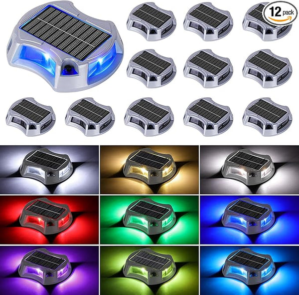 Bosceos Solar Driveway Lights Deck Dock Lights Outdoor 12 Pack, 9 Colors in 1, Pathway Light Solar Powered | Lumora
