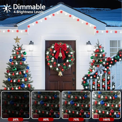 43FT 100LED Connectable Christmas Globe String Lights Indoor Outdoor - Red and White Fairy Lights Plug in with Remote & 8 Modes, Twinkle Light for Christmas Decorations Bedroom Room Tree Party