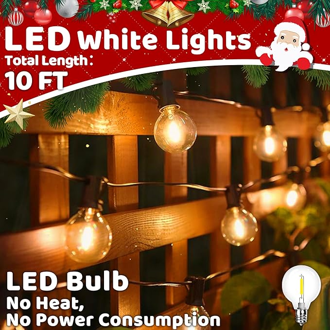 10FT LED Outdoor String Lights - Waterproof Patio Lights Shatterproof G40 Edison Globe Bulb, Connectable Hanging | Lumora