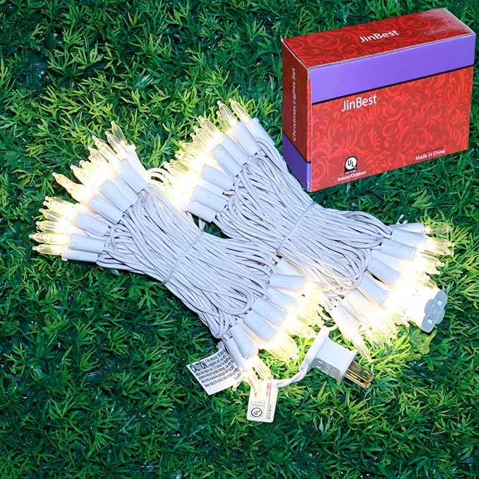 100 LED Warm White Christmas Lights, UL Certified and Commercial Grade White Wire Lights String 35 FT, for Indoor | Lumora