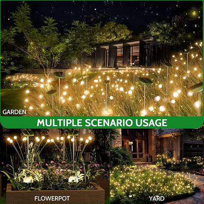 AOSEA HIGH Power Solar Garden Lights Outdoor, 2 Pack 18 LED Solar Firefly Lights Fairy Swaying by Wind for Outside, IP67 Waterproof, for Patio Garden Yard Walkway Sidewalk, Green