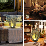 Solar Garden Lights Waterproof Decorations,Crackle Globe Glass,Metal Palm Leaf Solar Lights for Outdoor Decor On | Lumora