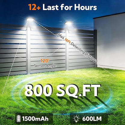 4 Pack Solar Motion Sensor Lights Outdoor, Flexible Octopus Tripod Security Lights, IP65 Waterproof with USB-C Charging, 600LM for Camping, Fence, Patio, Garden