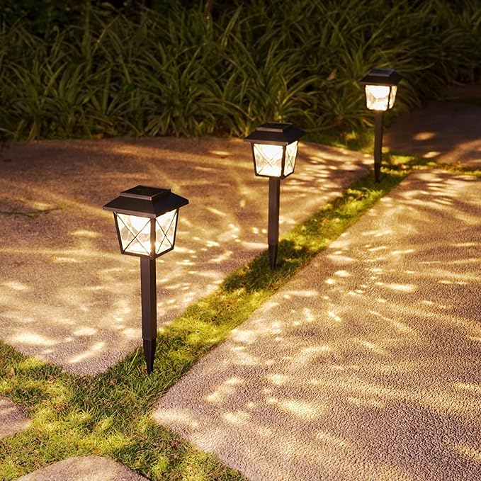EXCMARK 6 Pack Large Rotating Solar Lights Outdoor Waterproof 2 Modes Twinkling Decorative Lights for Garden Yard Pathway Walkway Decorations Landscape Lighting. (Set of 6)