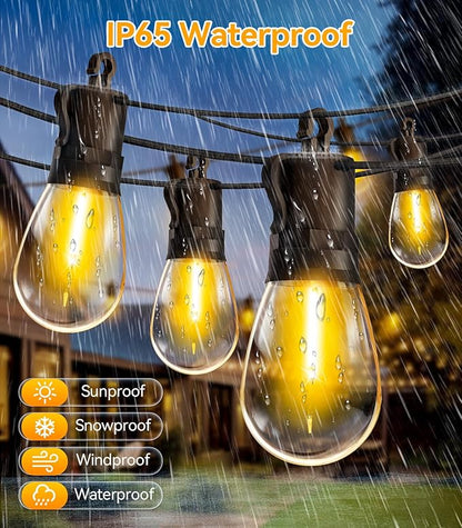 Outdoor String Lights Patio LED Light Outside - 30M 28+2 S14 LED with Remote Control 100ft Porch Lighting IP65 Waterproof