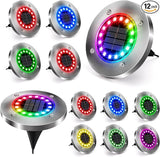 Brizled 12 Pack Color Changing Solar Ground Lights, 16 LED Outdoor Pathway Lights Landscape Lighting, Multicolor | Lumora