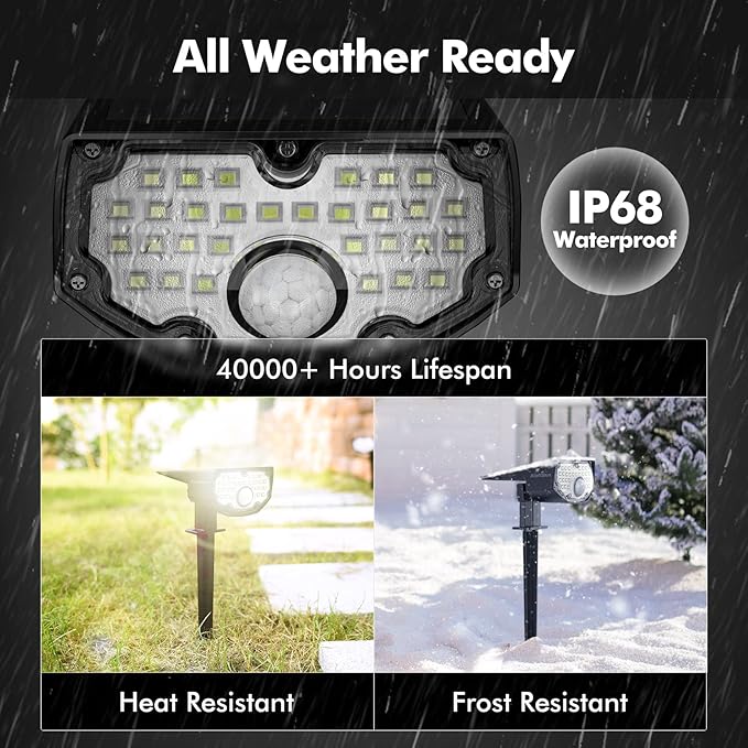 AloftSun Solar Motion Sensor Outdoor Lights,Waterproof Motion Sensor Spot Lights- 30 LED/3 Modes Solar Powered | Lumora