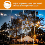 RTTY Solar String Lights Outdoor Waterpoof 50ft with 25pcs Dimmable Shatterproof ST38 Vintage Bulb,Remote Solar | Lumora