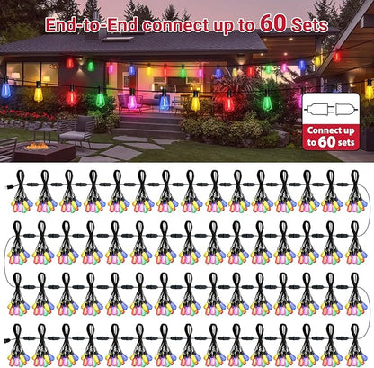 LAMPHOME Outdoor String Lights, 26FT Patio Lights with 12+1 ST38 LED Edison Bulbs (1 Spare), Connectable String Lights for Outside, Dimmable Hanging Light for Backyard Porch Decor, Multicolor
