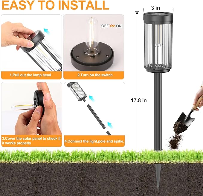 EXCMARK 12 Pack Outdoor Solar Lights Waterproof for Yard Garden Walkway Pathway Lawn Decorative Contemporary | Lumora