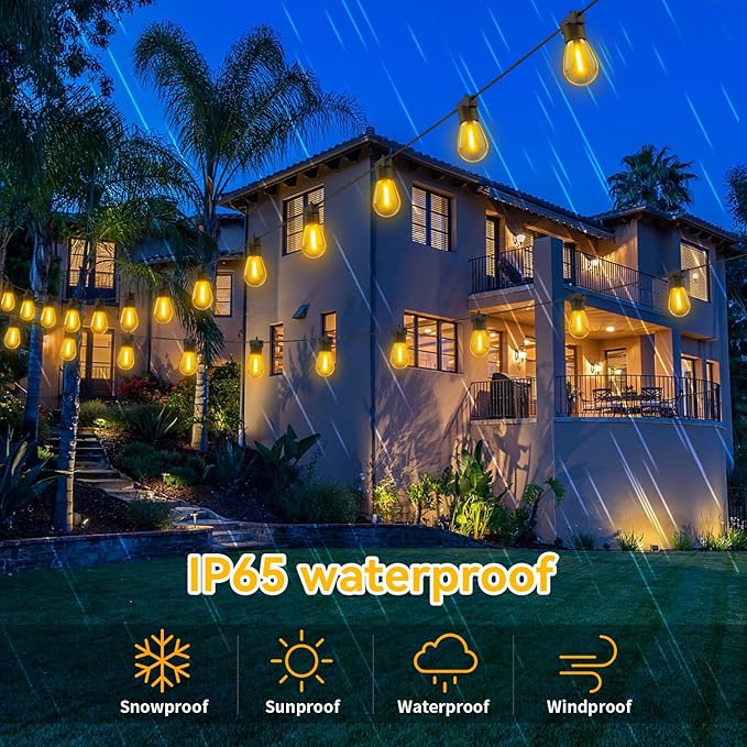 Aialun 24FT LED Outdoor String Lights, Outside Patio Backyard Light with S14 2700K Shatterproof Edison Bulbs | Lumora