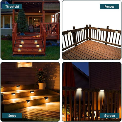Tuanse 36 Pieces Solar Deck Lights Outdoor Solar Step Waterproof Led Lights for Outdoor Stairs, Step, Fence, Yard, Patio, Railing, Garden and Pathway(Warm White)