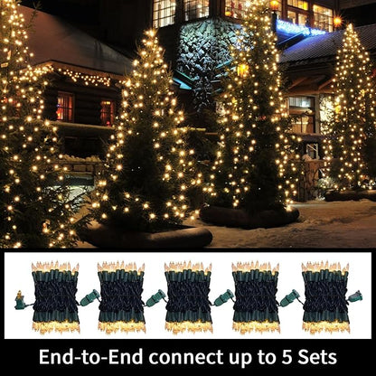 LAMPHOME Clear Christmas String Lights 100 Count 19.6Ft Incandescent Bulb Warm White Mini Lights for Indoor Outdoor Xmas Tree Garland Birthday Wedding Party Festival Decoration, Green Wire