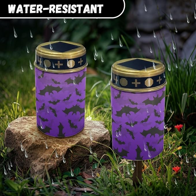 Cemetery Lights Purple Bat Warm White LED Yard Solar Light for Grave Pathway Deco Energy Conservation Sympathy | Lumora