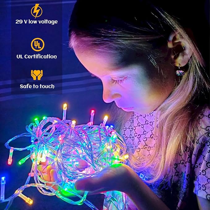 Icicle lights Outdoor - 33ft Christmas Lights with 400LED 75 Drops 8 Modes, Plug in Curtain String Lights | Lumora