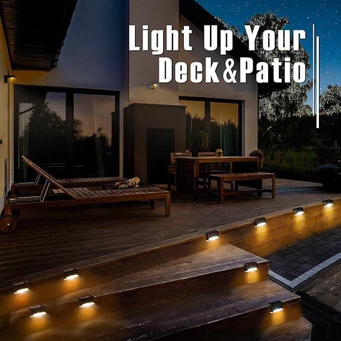Solar Deck Lights Outdoor, Solar Step Lights Waterproof Led Lights for Outdoor Stairs, Step, Fence, Patio,Yard,Porch and Balcony(12 Pack,Warm White)