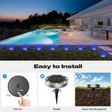 Peasur Mini Solar Ground Lights Outdoor, 4 Pack Flat Solar Powered Disc Lights, IP68 Waterproof, Anti-Rust | Lumora