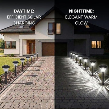 Energizer Solar Lights for Driveway - 8 Pack 15 Lumen Solar Landscaping Lights with Patterned Glass & Metal Finish, Easy to Install Weather Resistant & Waterproof Walkway Lights for Patio - Black