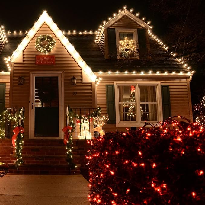 TW SHINE Christmas String Lights, 20FT 100 Count Incandescent White Wire Christmas Mini Lights, Waterproof Xmas String Lights for Outdoor Indoor Home Party Yard Decorations, Red