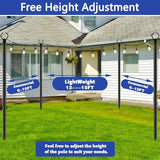 10 Pack 10ft Heavy Duty Metal String Light Poles Adjustable Outdoor Lighting Stand for Patio,Backyard,Garden,Party | Lumora