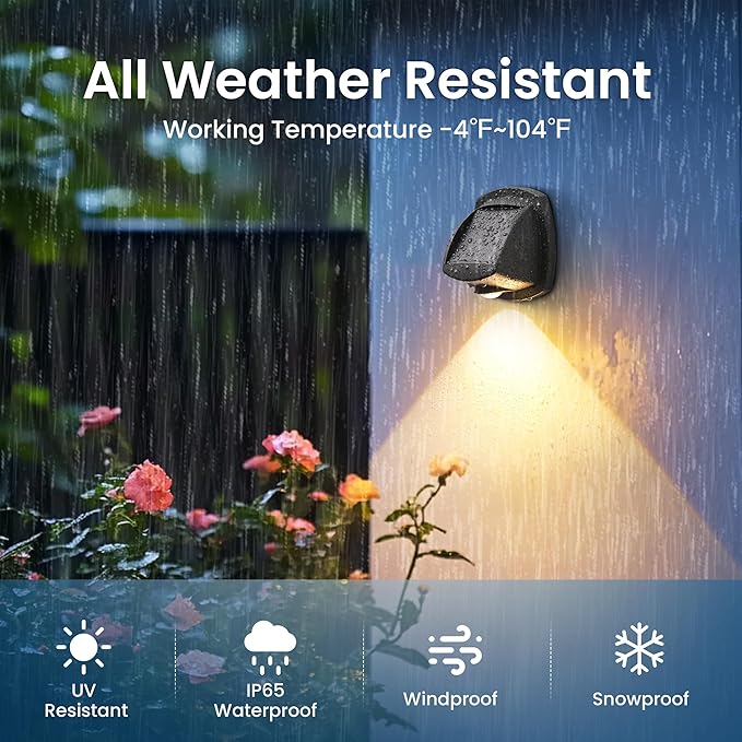 Solar Fence Lights Outdoor Waterproof IP65 Solar Wall Lights Outside Dual Color Led Solar Powered Fence Lights Outdoor Backyard, Wall Lights for Porch, Patio, Stairs, Pool, Yard, Deck 8 Pack