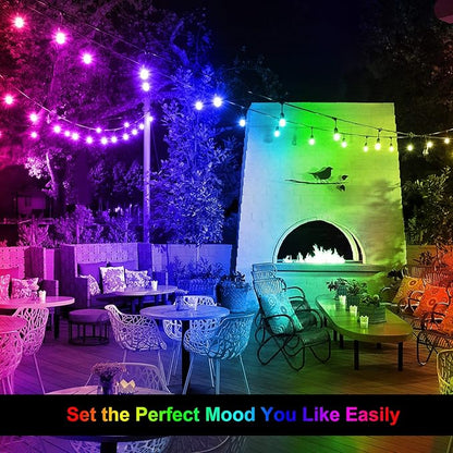 Mlambert 48FT RGB Outdoor Patio Lights Bundle with 1 Controller Box and 1 Remote