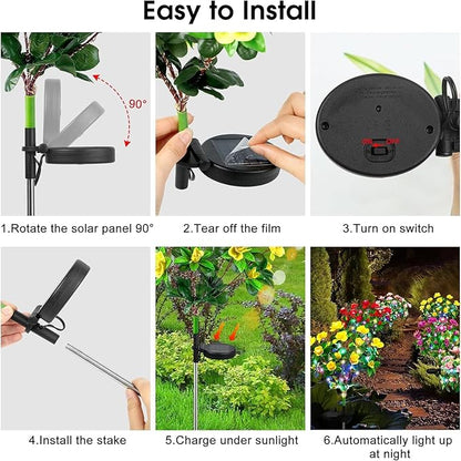 Solar Garden Lights,Outdoor Azalea Flowers Lights with 56 Colorful LED Powered Pathway Lights for Yard,Lawn,Patio,Garden Decor (Red)