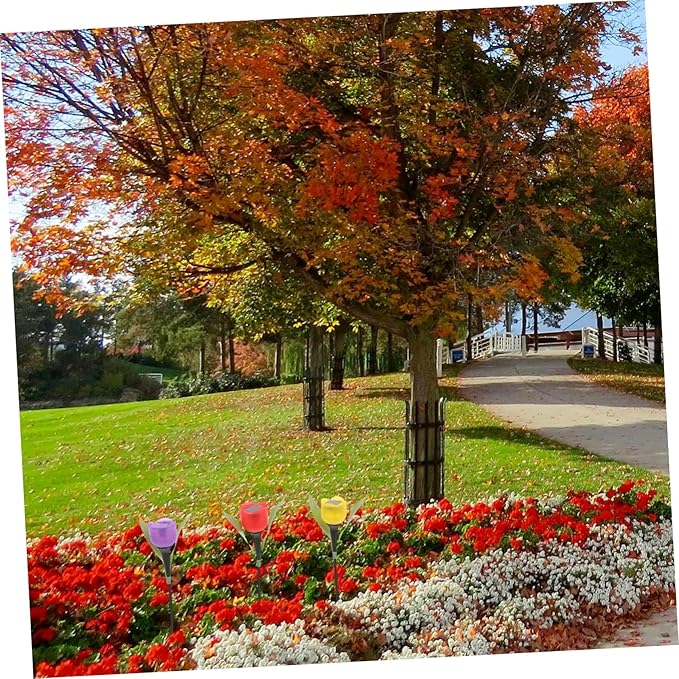 BESPORTBLE 3pcs Solar Led Garden Lights Weatherproof Tulip Shape Solar Pathway Lights for Outdoor Use Auto Sensor Energy Saving for Patios Driveways and Landscapes