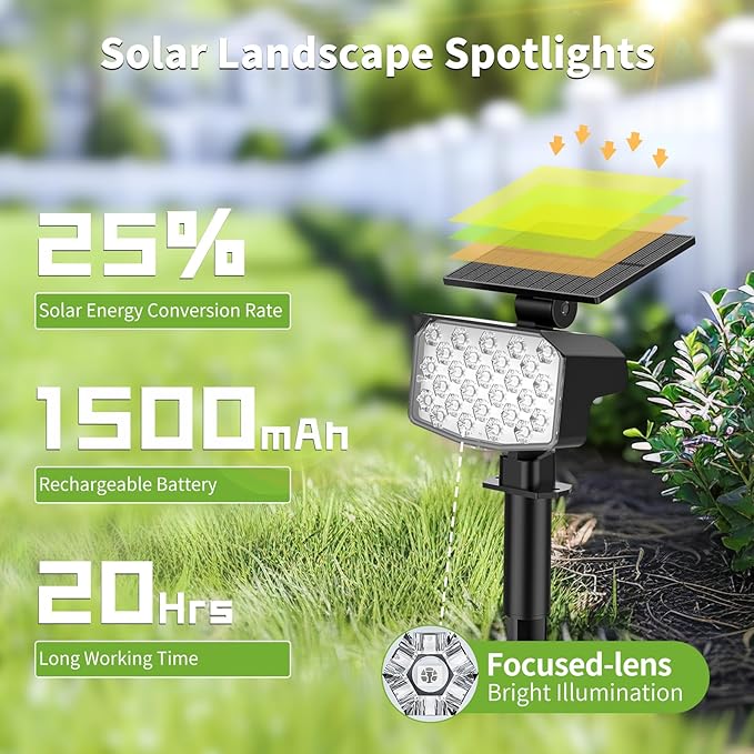 Solar Color Changing Spot Lights Outdoor, [9 Modes/4 Pack] Solar Christmas Lights Outdoor Waterproof IP65 | Lumora