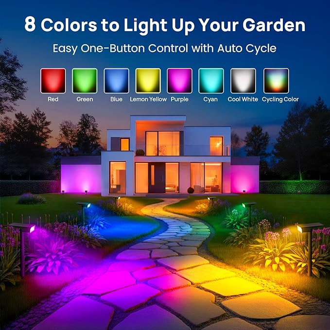 Consciot Solar Spot Lights Outdoor, Adjustable 170° Solar Outdoor Light, 7 Multicolored Garden Light Waterproof | Lumora