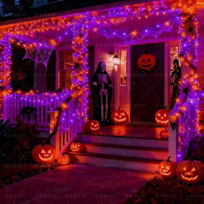 Halloween String Lights (Orange & Purple - Steady, 25FT), Mini LED String Lights, IP68 Waterproof Fairy Lights for Outdoor Indoor Holiday Party Patios Wedding Valentines Day Xmas Decor