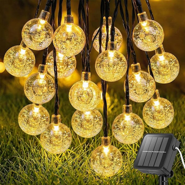 Metaku Solar String Lights for Outside, 36FT 60 LED Crystal Globe String Lights, Solar Powered Outdoor Lights with | Lumora