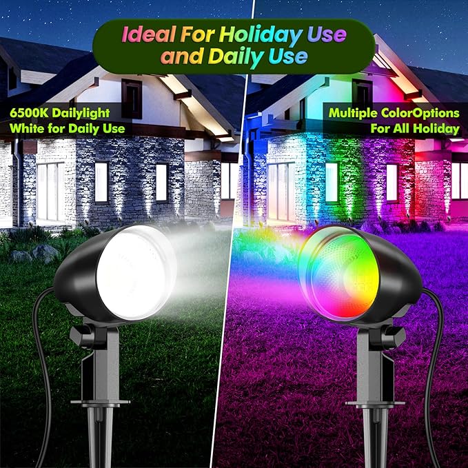 ZZXX 20W RGB Outdoor Spotlight Halloween 120V Color Changing Landscape Lights Waterproof LED Multicoloured | Lumora