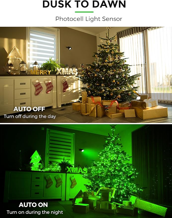 L LOHAS LED Green Spotlight Outdoor, Tree Spot Lights for Yard, Auto On/Off 5W 120V Landscape Lighting for House | Lumora
