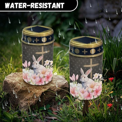Cross Rabbit Solar Cactus Green Lantern Stake Lights - Waterproof, Outdoor Pathway & Garden Lights for Grave, Yard & Patio Decoration