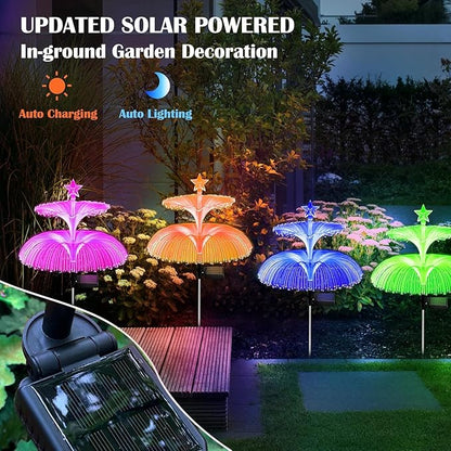exciting Lives Solar Jellyfish Lamp Set of 2 - Jellyfish and Star Solar Flower Lights for Christmas Day, New Year, Diwali, for Outdoor, Garden Decor, Gifts for Women, Wife, Girlfriend