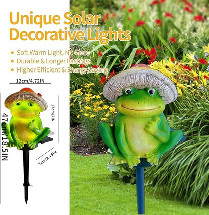 QH & Garden Frog Solar Lights - Waterproof Frog Figurines for Outdoor Garden Decor, Perfect Statues Gifts for Mom - Solar Power LED Light for Garden, Lawn, Patio, Pathway