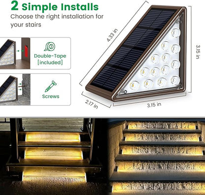 Solar Step Lights for Outside,4pack Solar Stair Lights Outdoor Waterproof IP67,Outdoor Deck Step Lights,Solar Outdoor Lights for Staircase,Patio,Front Step(Warm Brown)