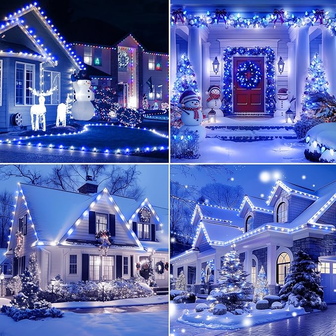 Brightown C9 LED Christmas String Lights, 2 Pack Total 132ft 200LED Outdoor Lights String, Plug-in Connectable Green Wire Lights, Waterproof Roofline Lights String for Outside Yard Christmas Holiday