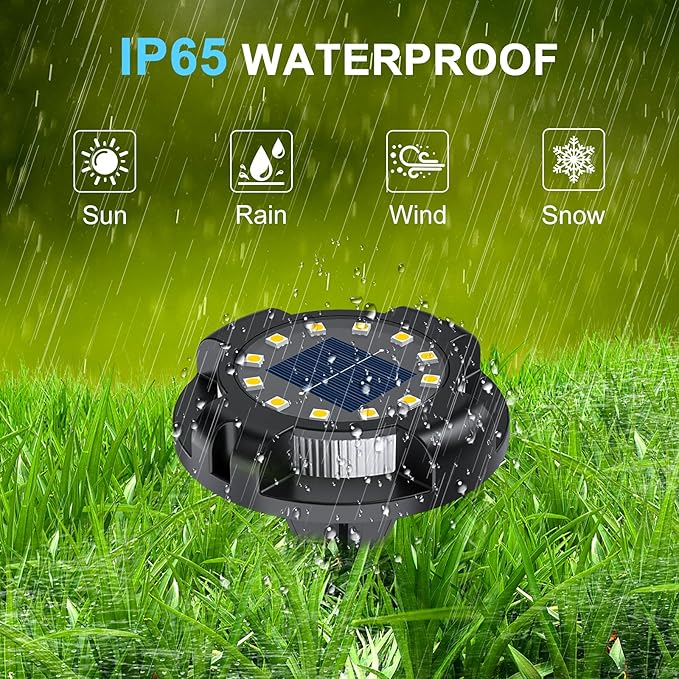 Solar Pathway Lights Outdoor 12 Packs, Bright White 16 LEDs Solar Ground Lights Walkway Lights with Side Light | Lumora