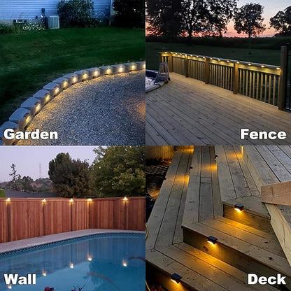 DenicMic 3 Pack Solar Deck Lights Fence Post for Patio Pool Stairs Step, Waterproof LED Outdoor (Warm White)