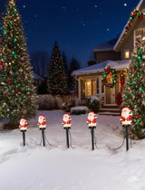 Set of 5 Classic Santa Claus Pathway Lights - 10.5ft UL-Listed Christmas Walkway Lights with - Outdoor String Light | Lumora