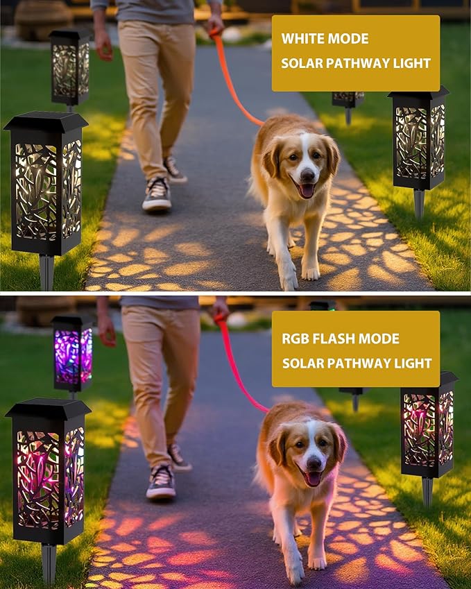SZOKLED Solar Lights Outdoor 4 Pack, Waterproof Auto On/Off, RGB Solar Pathway Lights for Your Garden, Landscape, Path, Yard, Patio, Driveway,Walkway Decor