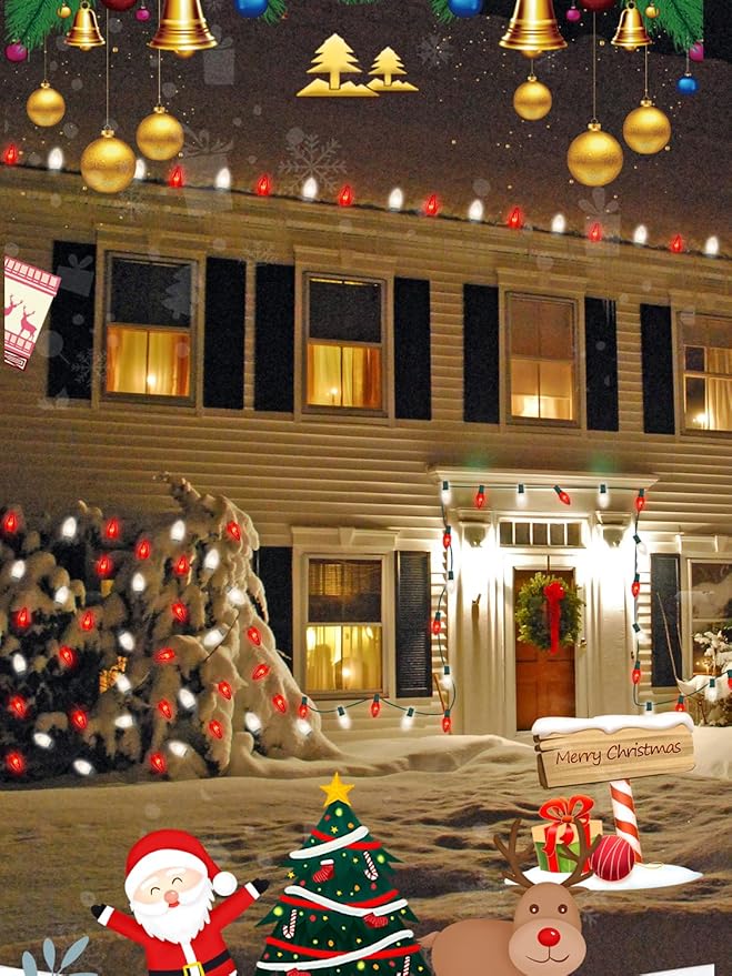 C9 Christmas Lights, 25FT Christmas C9 String Lights with 26 Red White Bulbs, Hanging Christmas Decoration Lights for Outdoor Patio Party Garden Yard-Green Wire