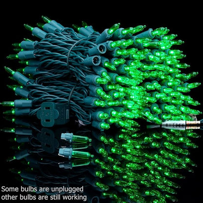 YULETIME 200 Count Green LED Christmas Lights, 66 Feet Green Wire UL Certified Commercial Grade Holiday String Light Set (Green)